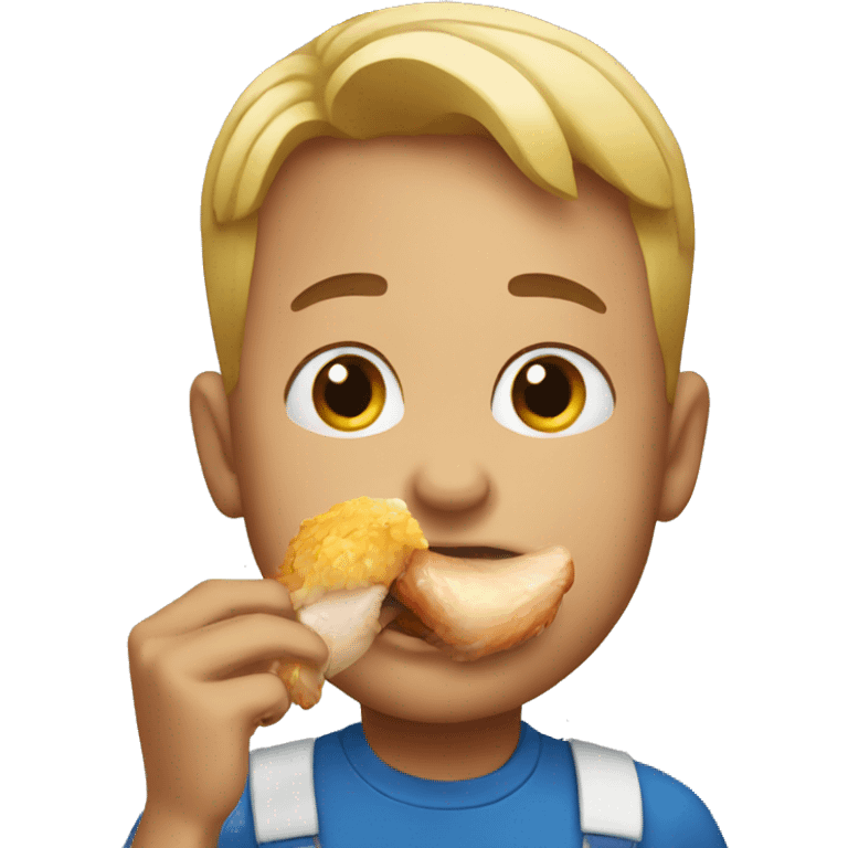 A boy eating chicken  emoji