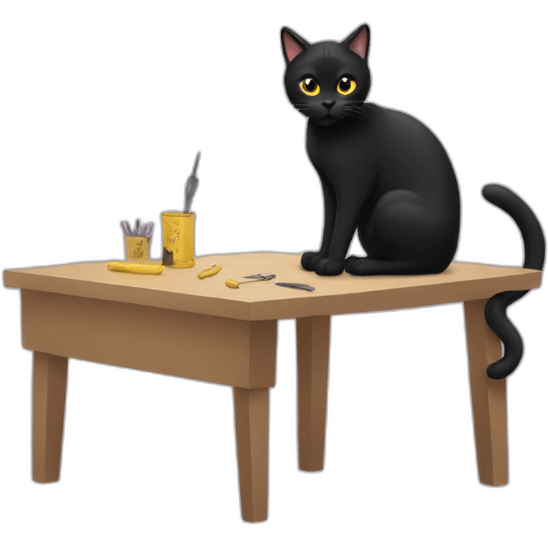 black cat filing nails emoji