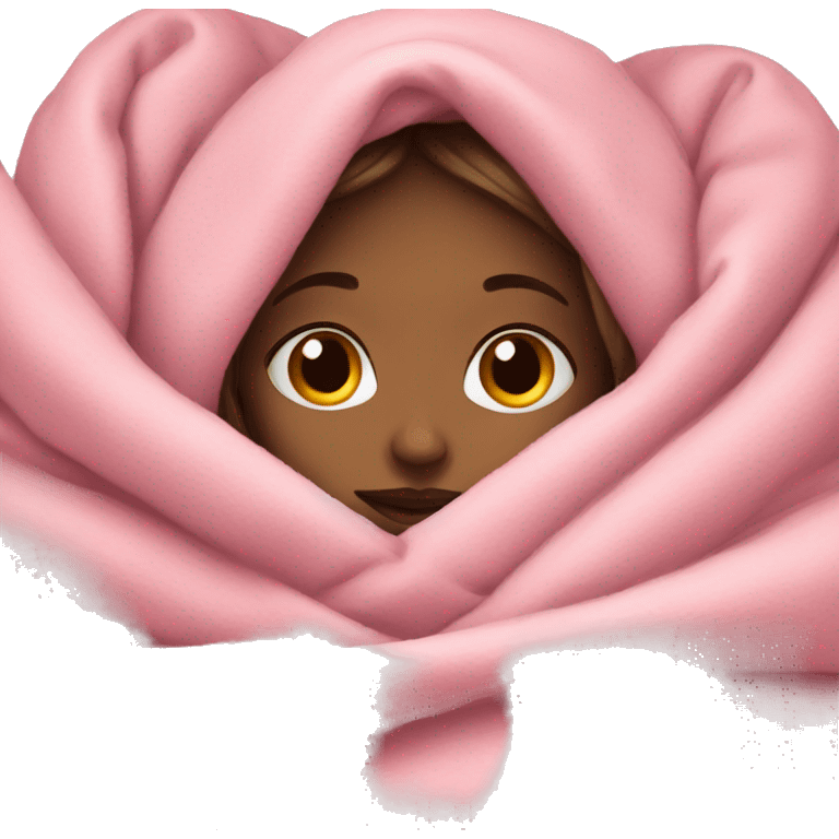 Cozy girl in pink blankets  emoji