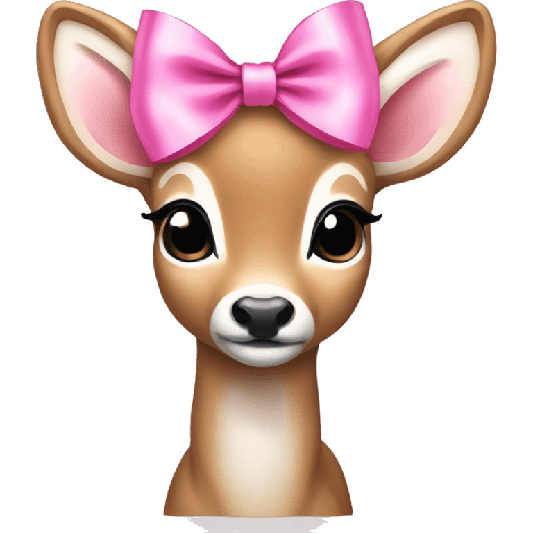 white tailed baby deer with pink bow emoji