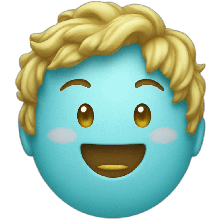 A aqua blue smiley emoji