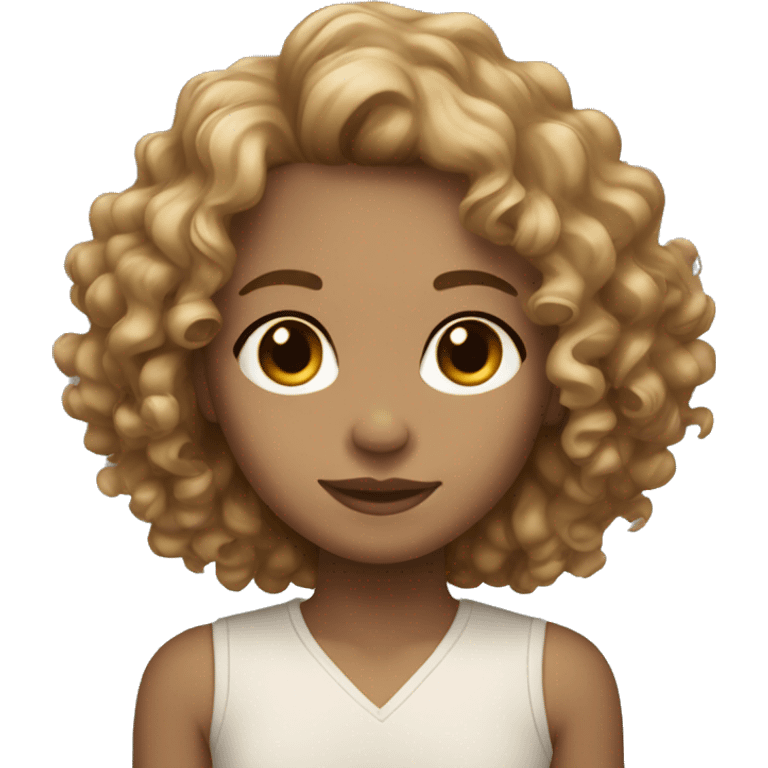 light skinned girl with light brown curly hair shoulder length  emoji