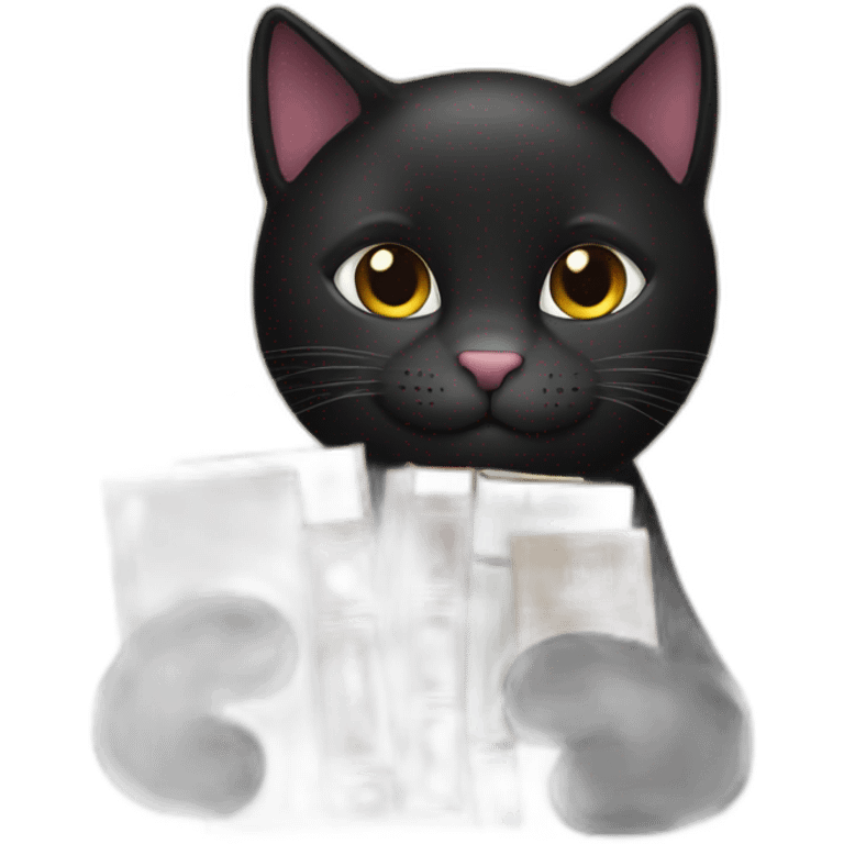 black cat with books emoji