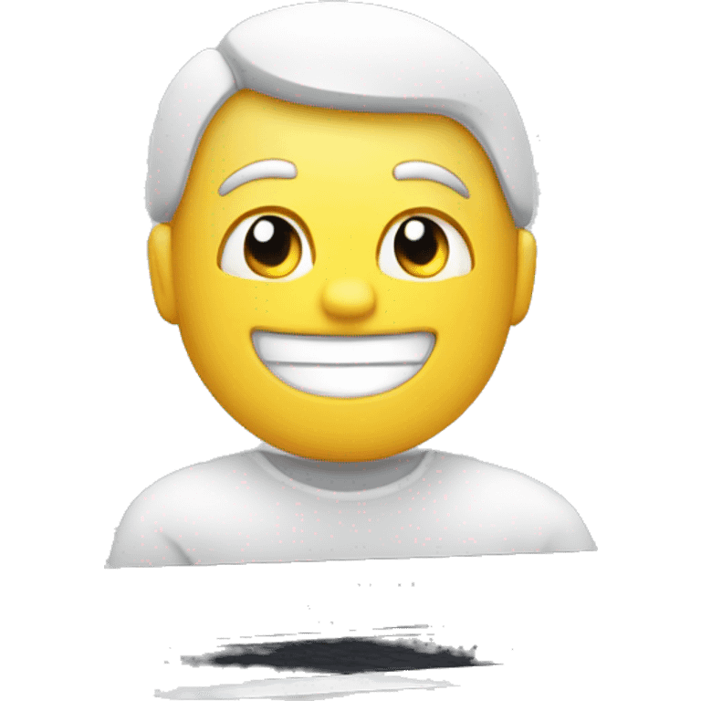 coding smile white man on macbook, closeup emoji