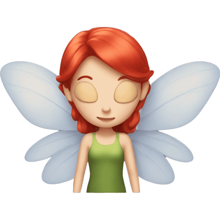 A fairy with wings and red hair emoji