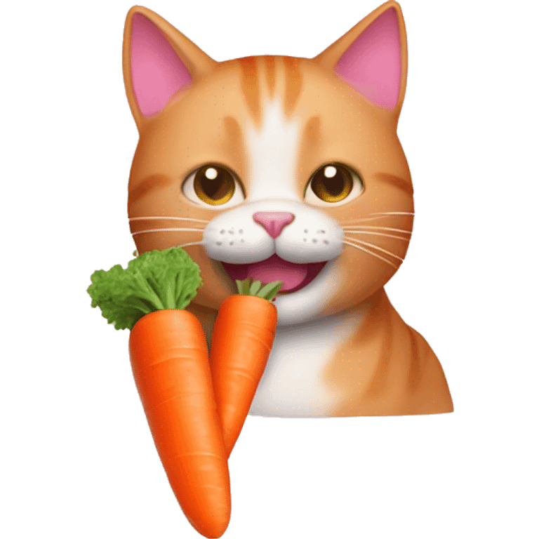 pink cat eating a carrot emoji