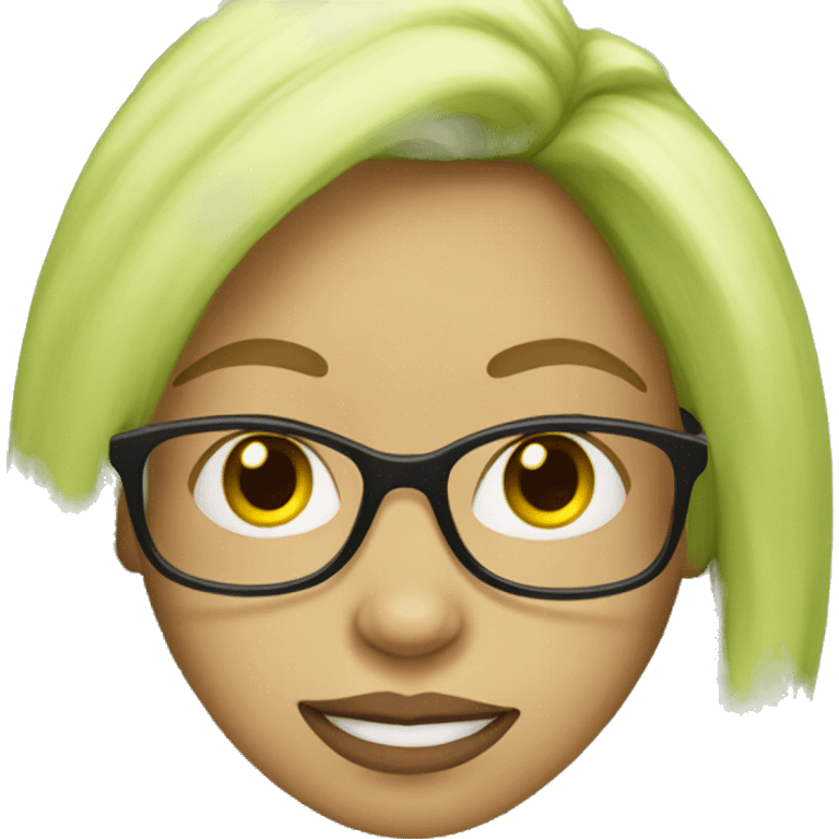 Female grinch with blonde hair and glasses emoji