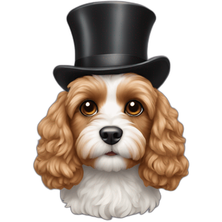 cavoodle wearing tophat emoji