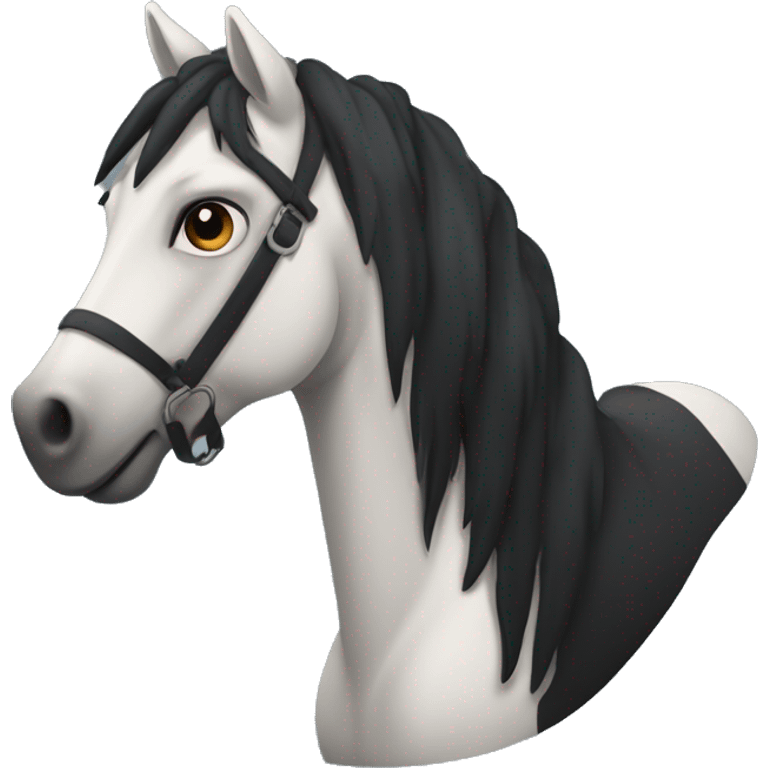 Jeune cheval noir fougeux emoji