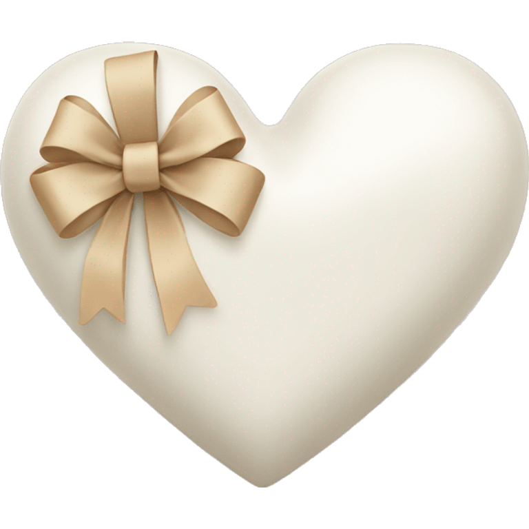 white heart with beige bow emoji