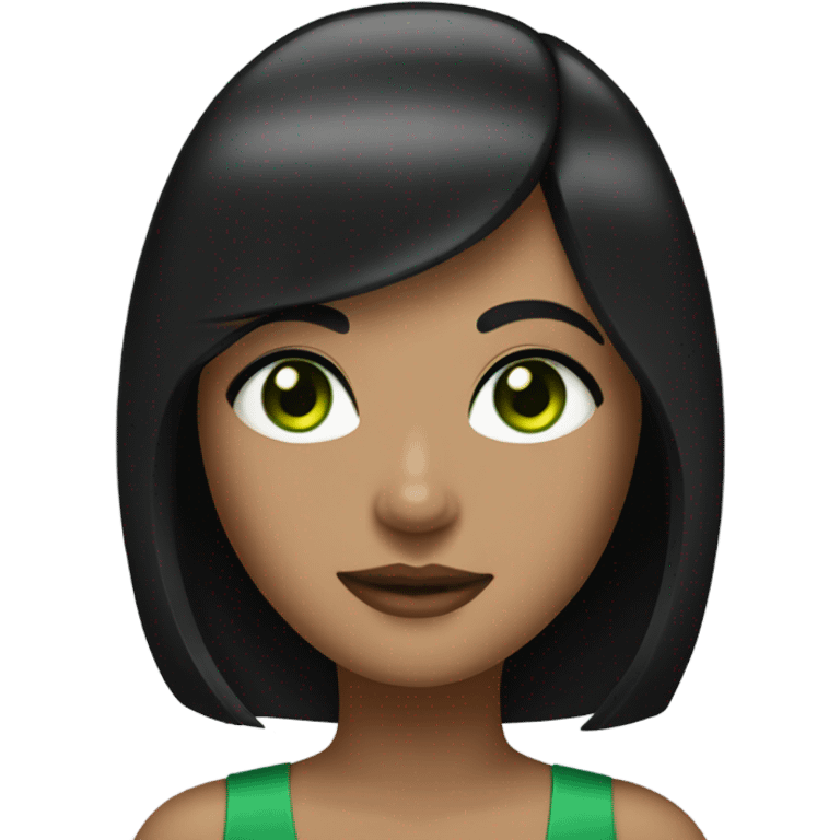 girl with black bob and green eyes emoji