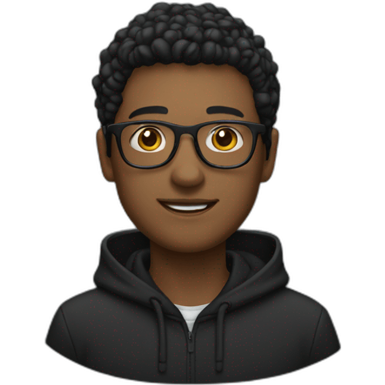 man with glasses wearing black hoodie emoji