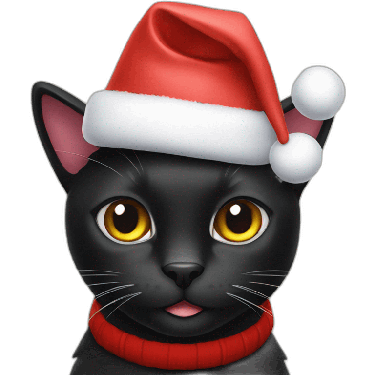 black cat with christmas hat emoji