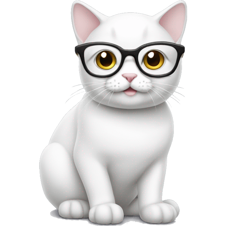 White cat with glasses emoji