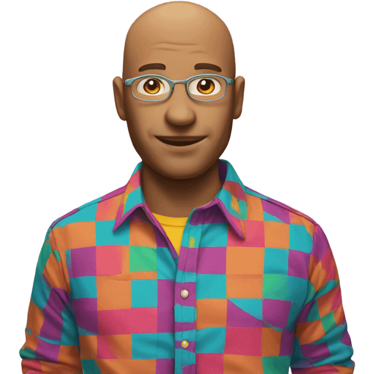 bald meme with colorful shirt emoji