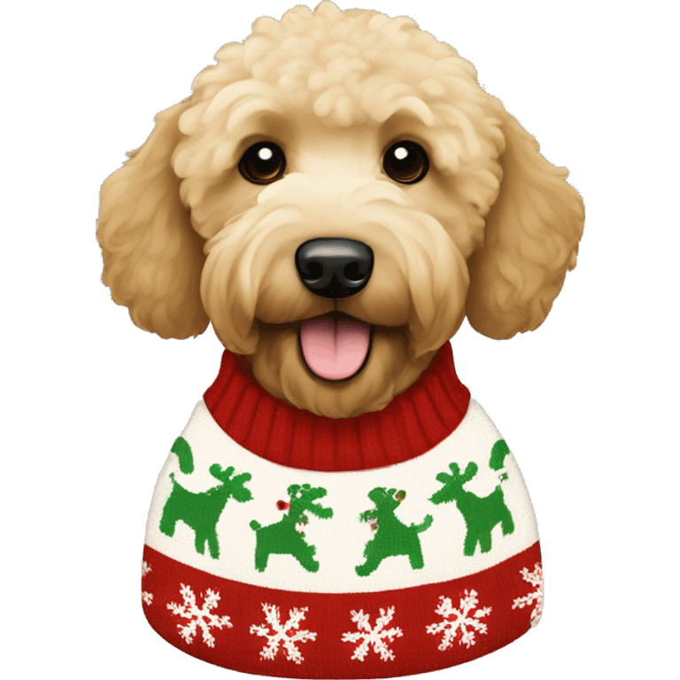 goldendoodle Christmas sweater emoji