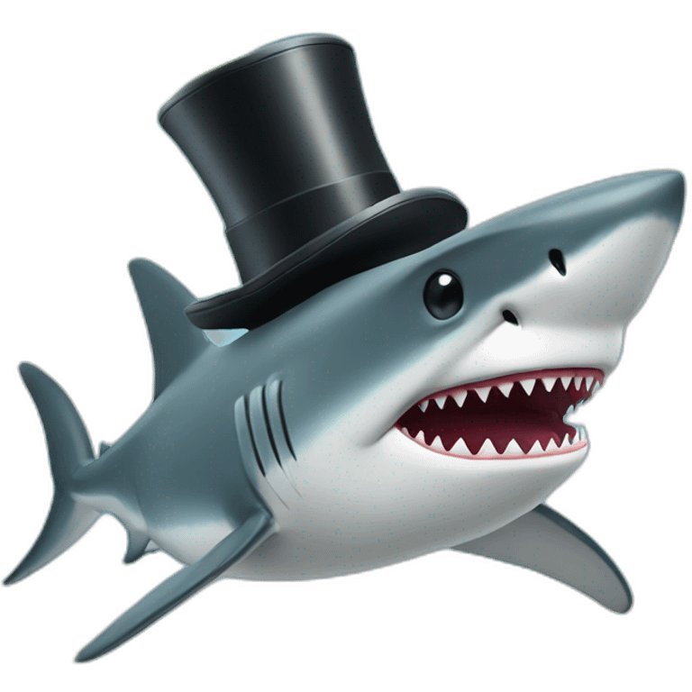 Shark with a top hat emoji