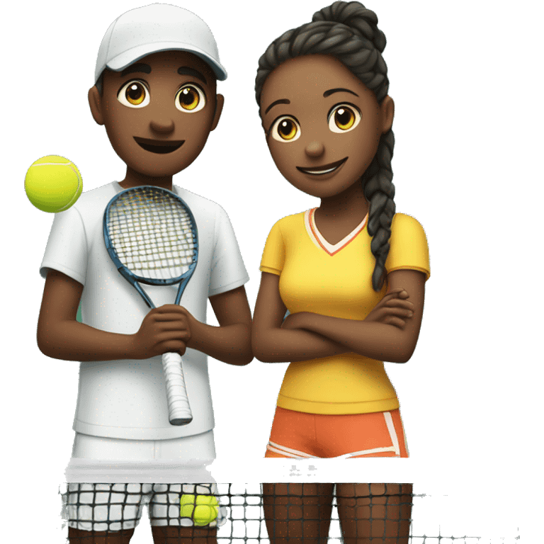 teenager playing tennis with friend emoji