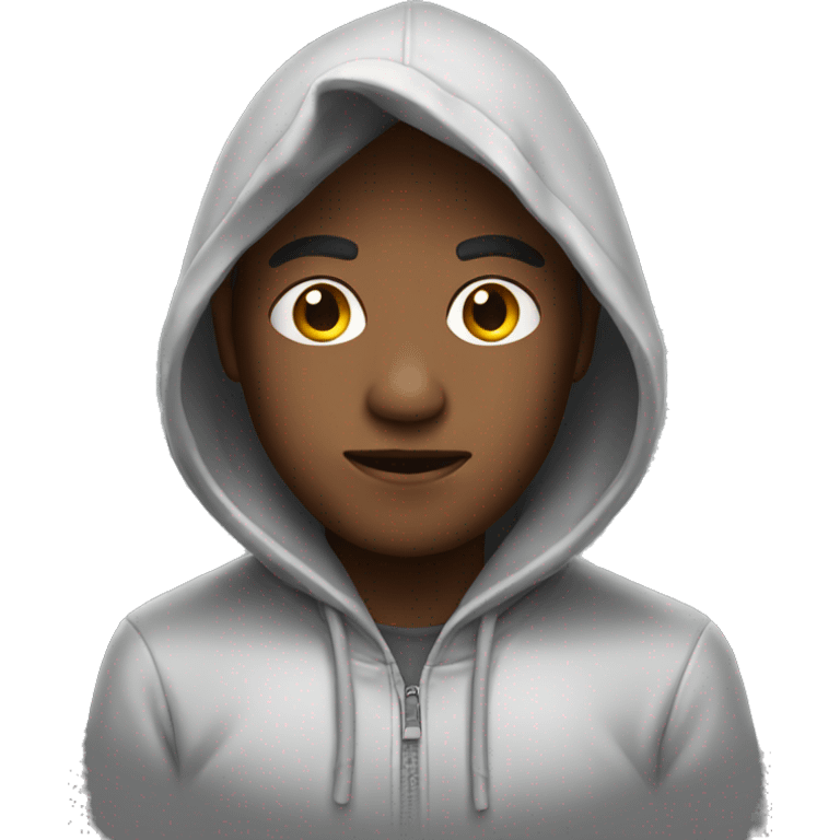 Wearing hoodie with hood down emoji