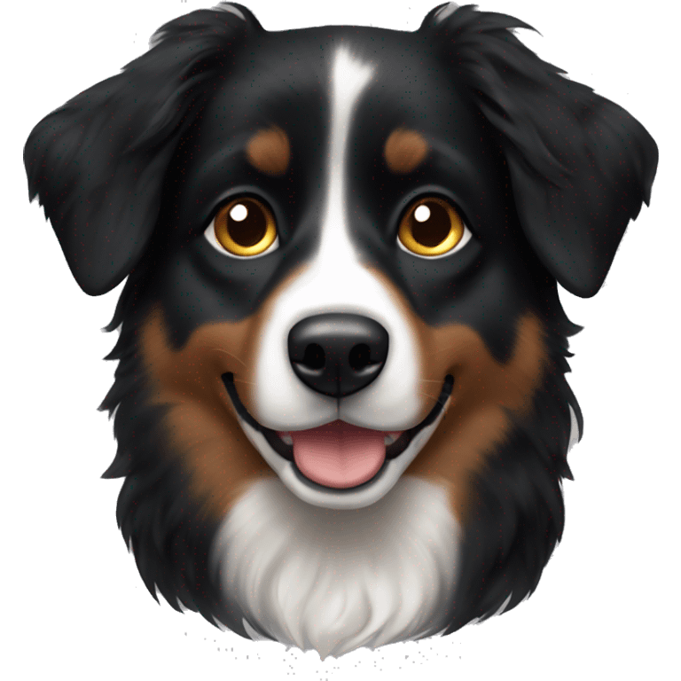 Small black australian shepherd dog with dark brown eyes emoji