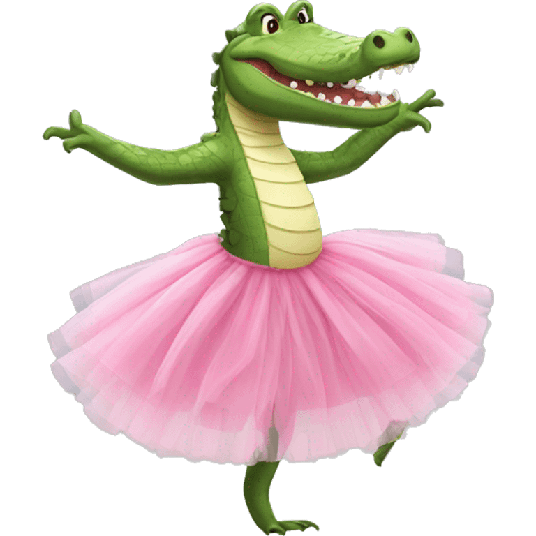 a crocodile dancing like a classic dancer in pink tutus emoji