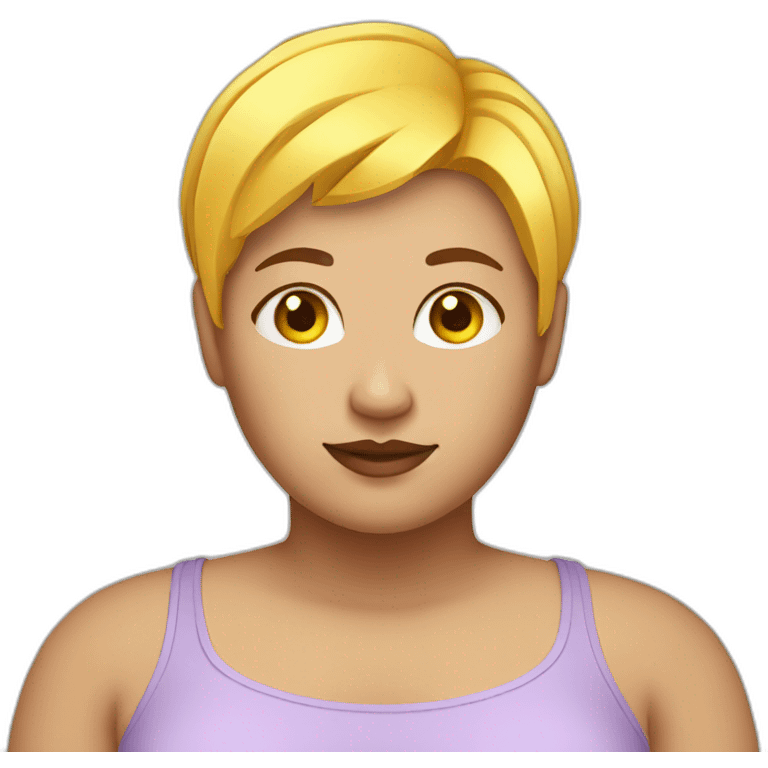 weight loss fat girl with yellow short hair and brown eyes emoji