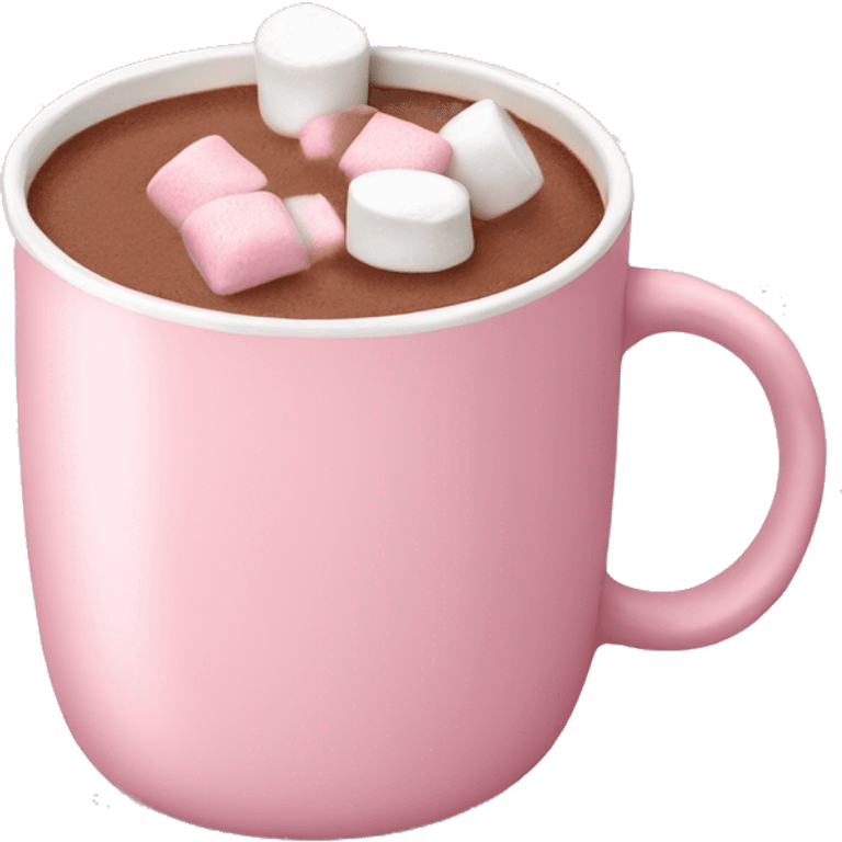 Light Pink mug of hot chocolate with marshmallows  emoji