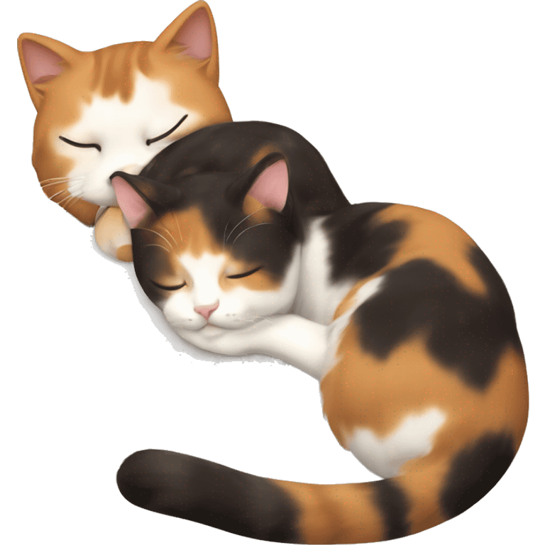 Calico cat sleeping with a girl who la white and has dark brown hair   emoji