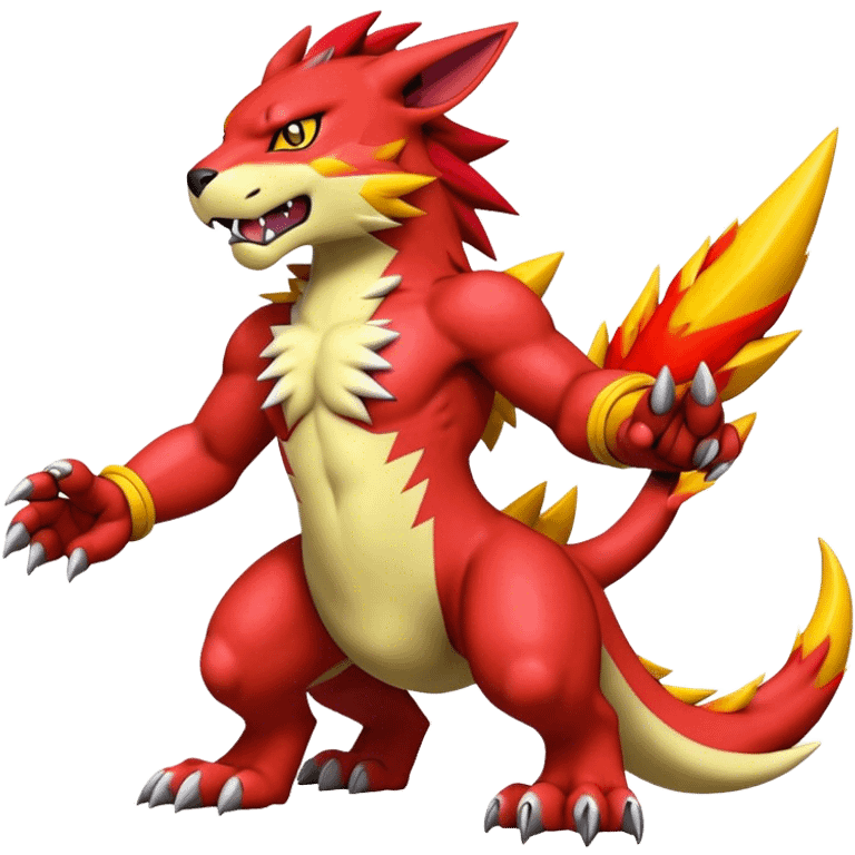 Cool edgy Guilmon-Pyroar-Digimon, full body emoji