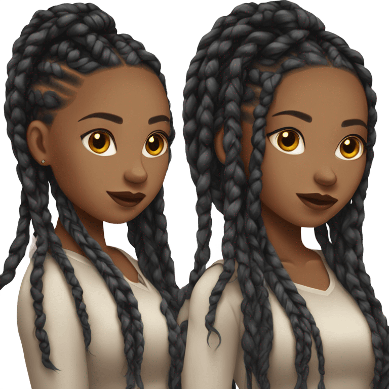 black woman with black down braids and top emoji