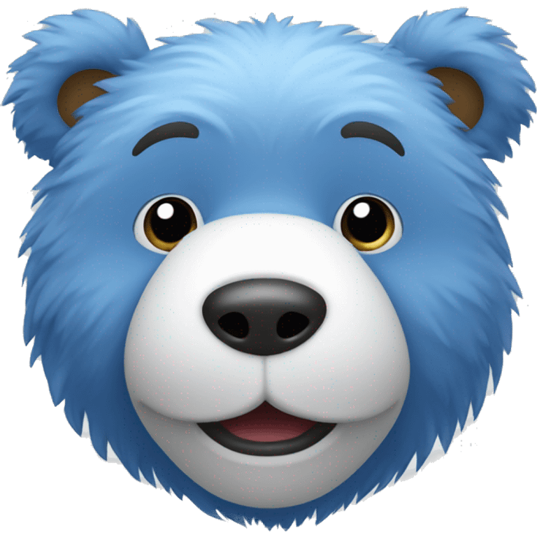 Fuzzy blue bear wearing a shirt and making a “wow” face  emoji