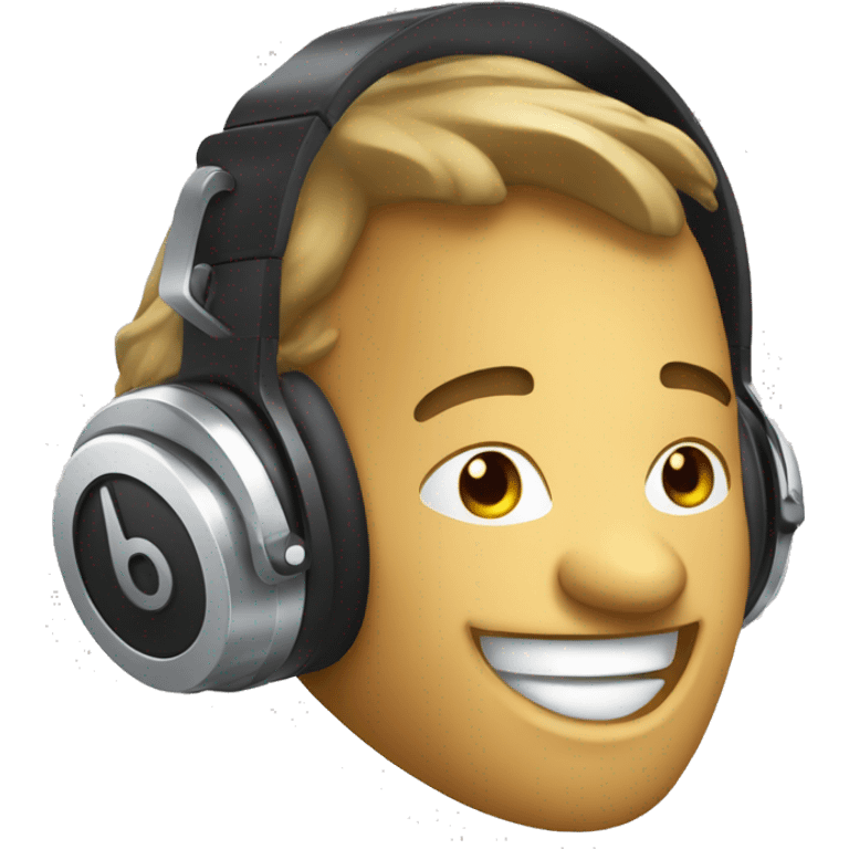 Cartoon dj headset on listening music happily emoji