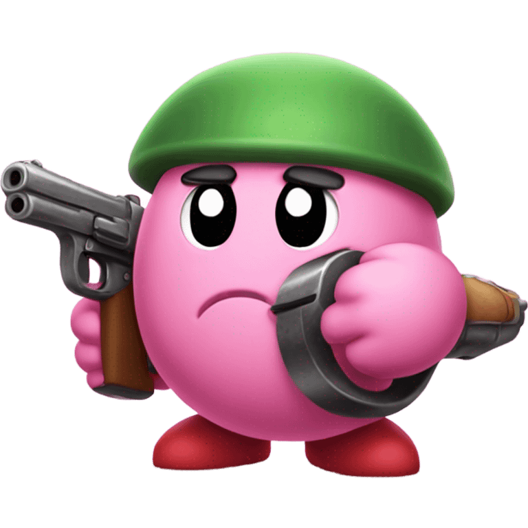 Kirby with a gun emoji