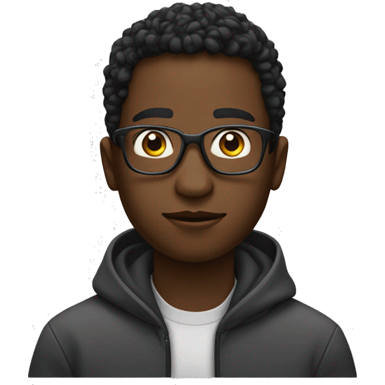 black young man who's intrested in computer sience and wheres glasses emoji