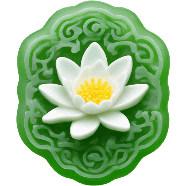 A Rectangle Chinese style white water-lily-patterned jade ornament emoji