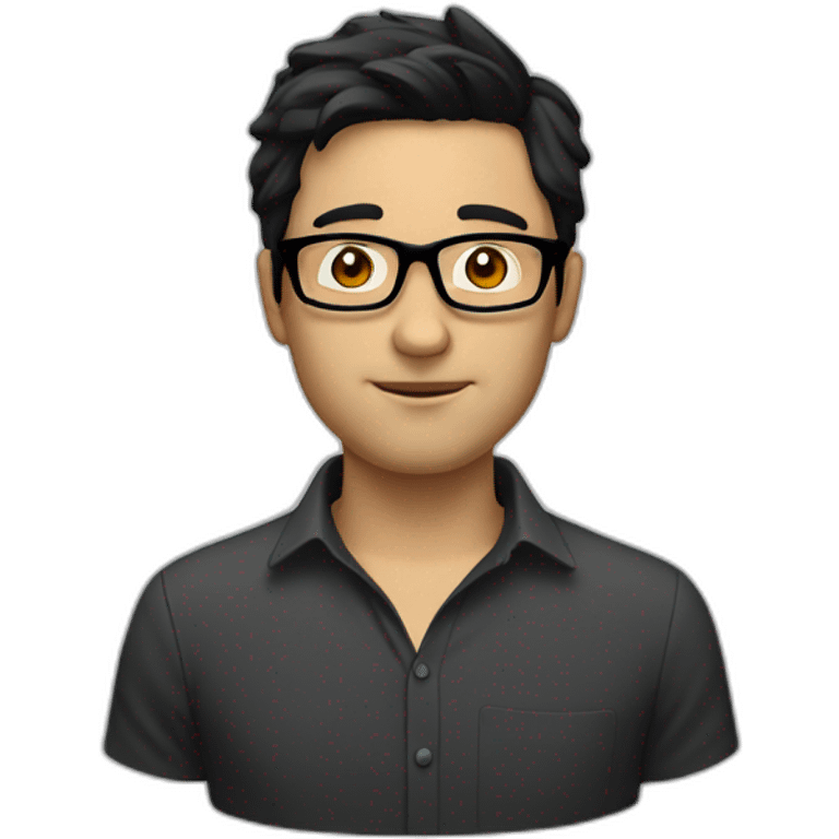 white man with black hair, glasses and some chin hair emoji