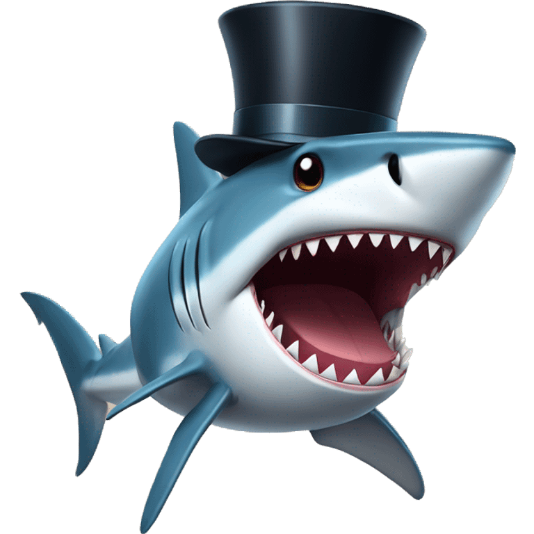 Shark with a top hat emoji