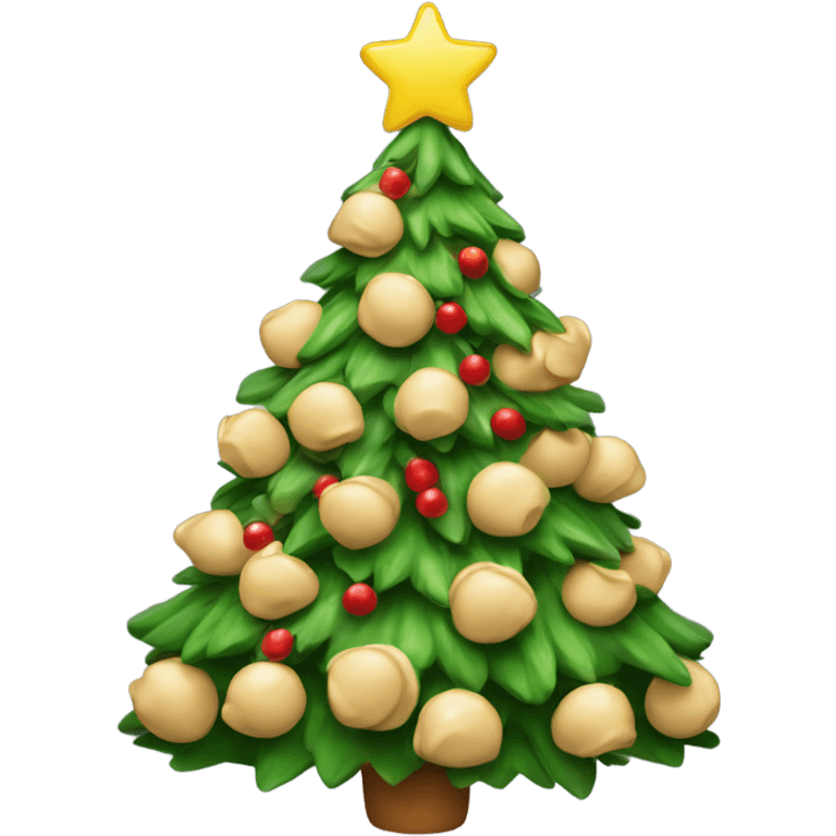 A Christmas tree decorated with pelmeni emoji