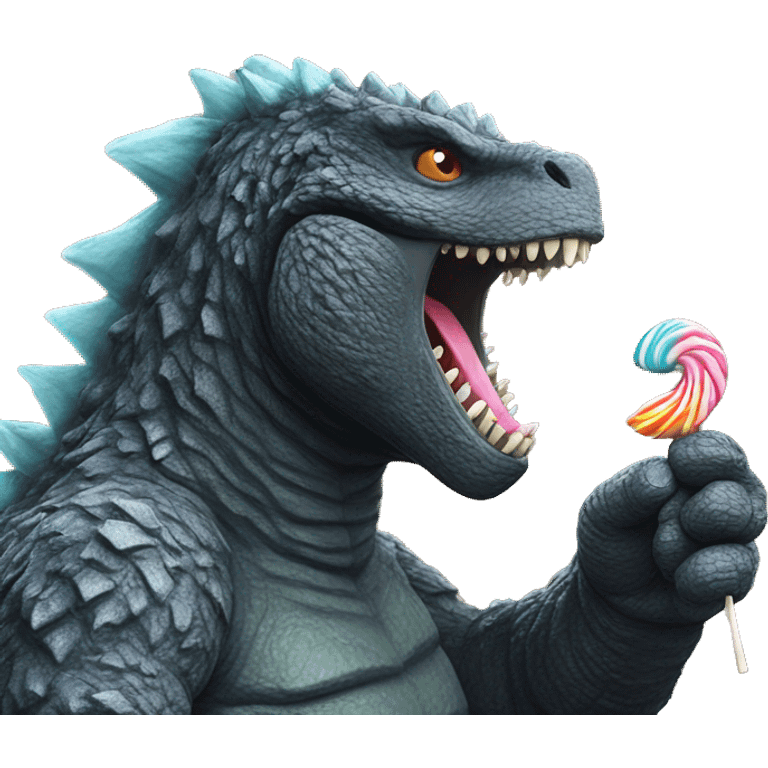 Godzilla eating a lollipop  emoji