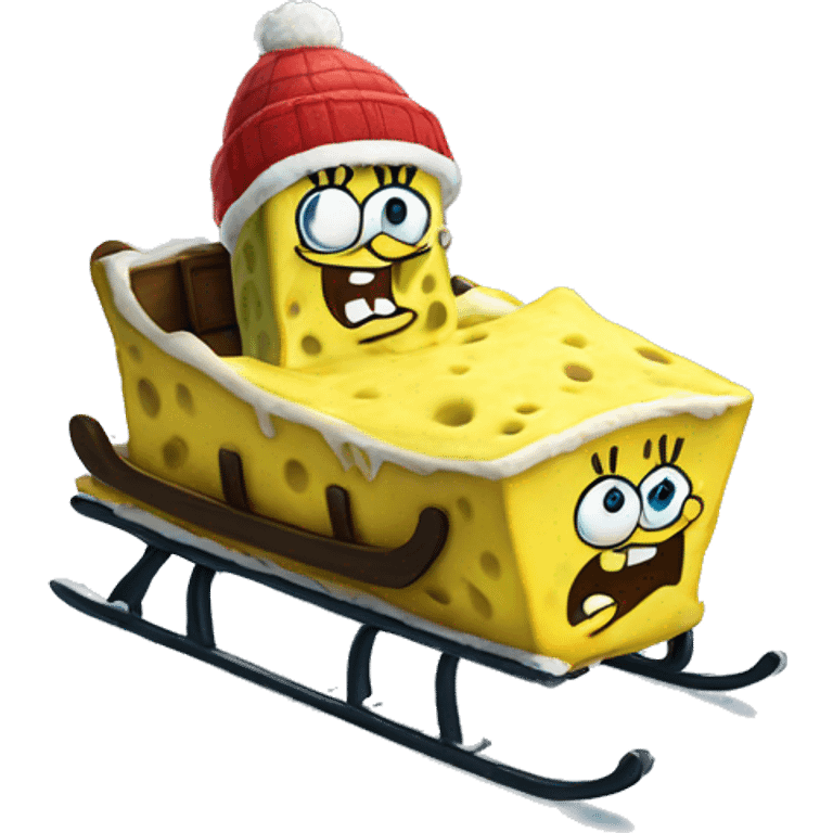 SpongeBob on a sled emoji