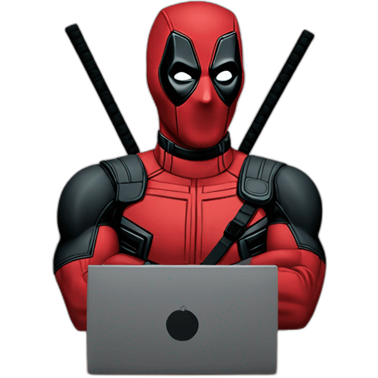 Deadpool at the computer emoji