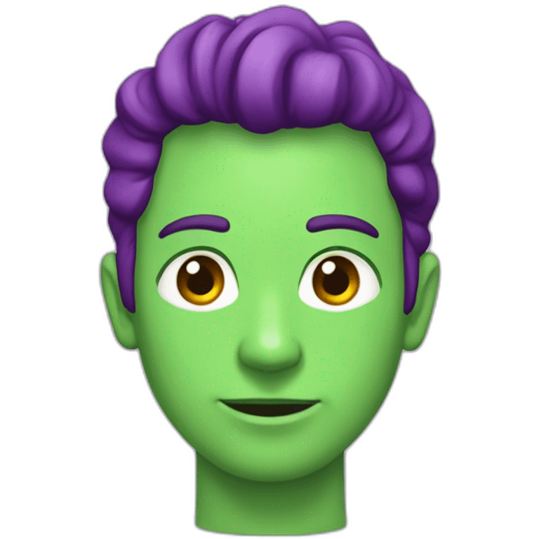 Marciano con cuernos de color verde y morado emoji