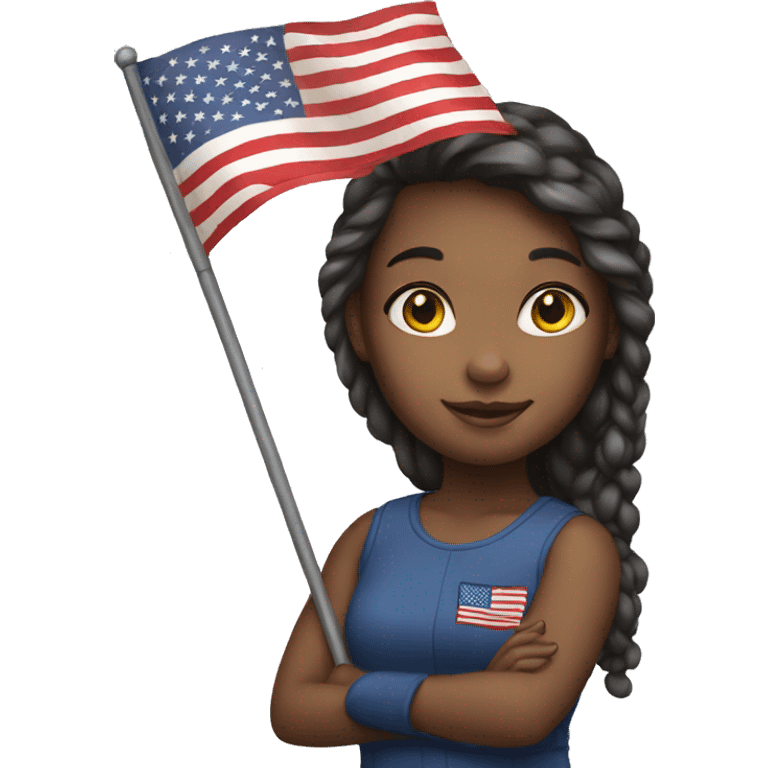 Girl who hold an american flag emoji