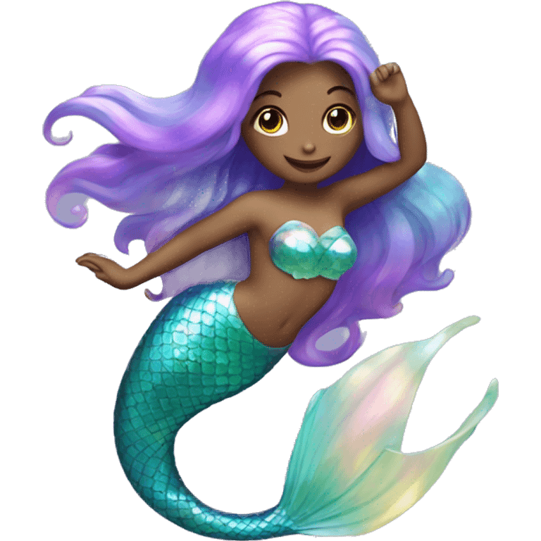 Iridescent mermaid with iridescent tail emoji