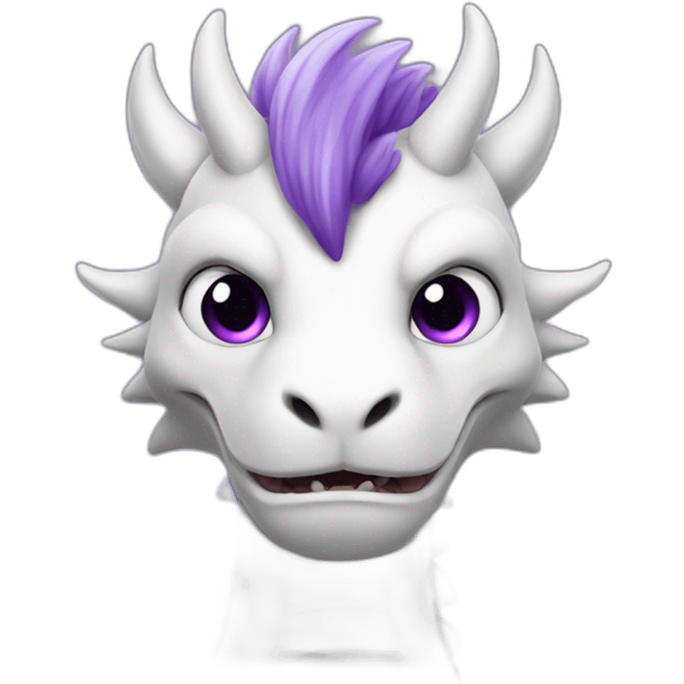 white dragon with purple hair emoji