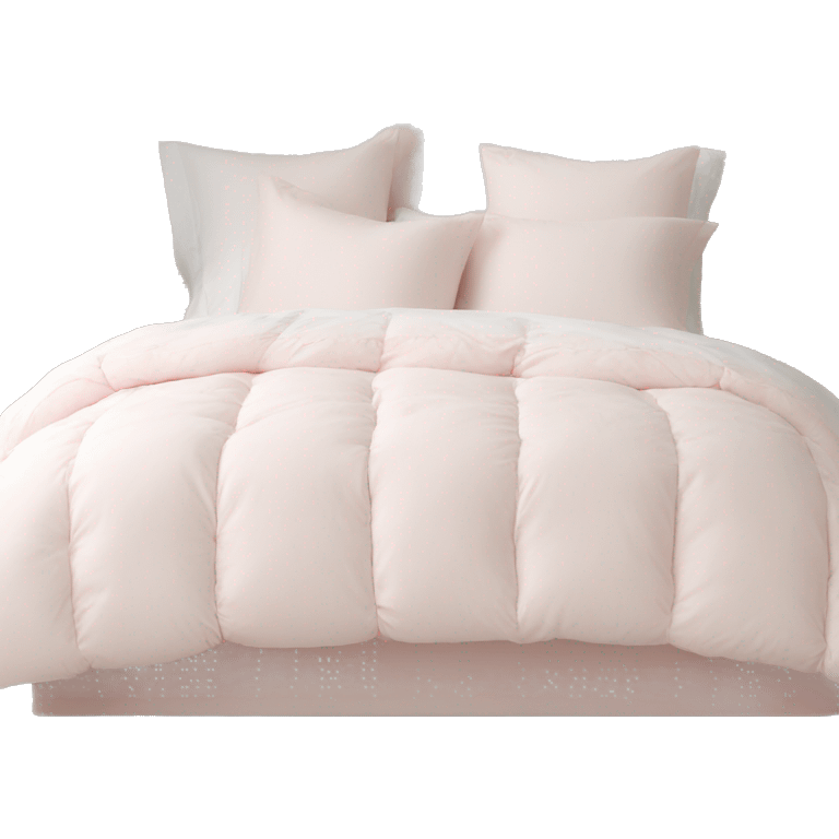 Pale pink comforter and white pillows on bed emoji