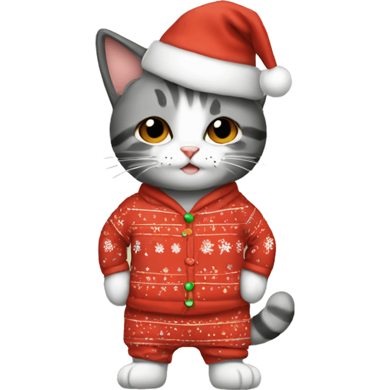 Cat in Christmas pjs emoji