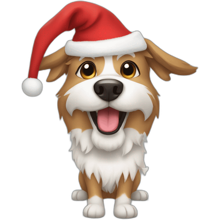 furry happy dog with chistmas hat emoji