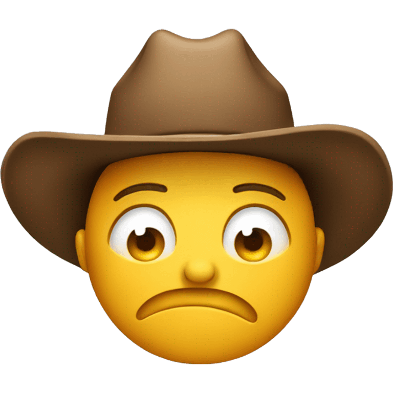 classic emoji face with a small smile crying wearing a cowboy hat emoji