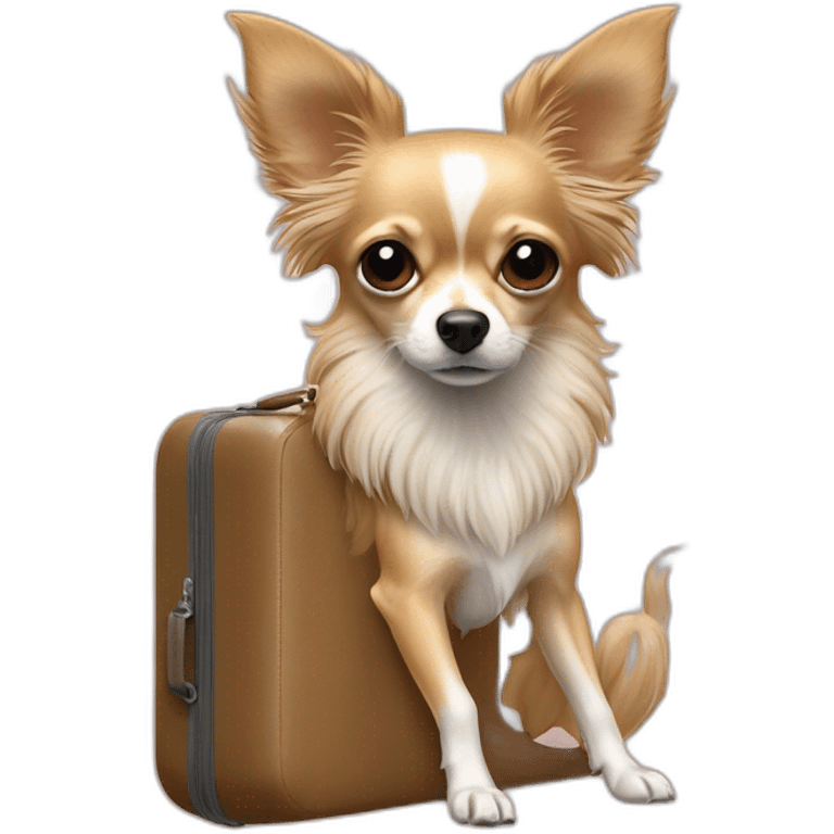 Long hair sand chihuahua sur le porte bagage d’un velo emoji